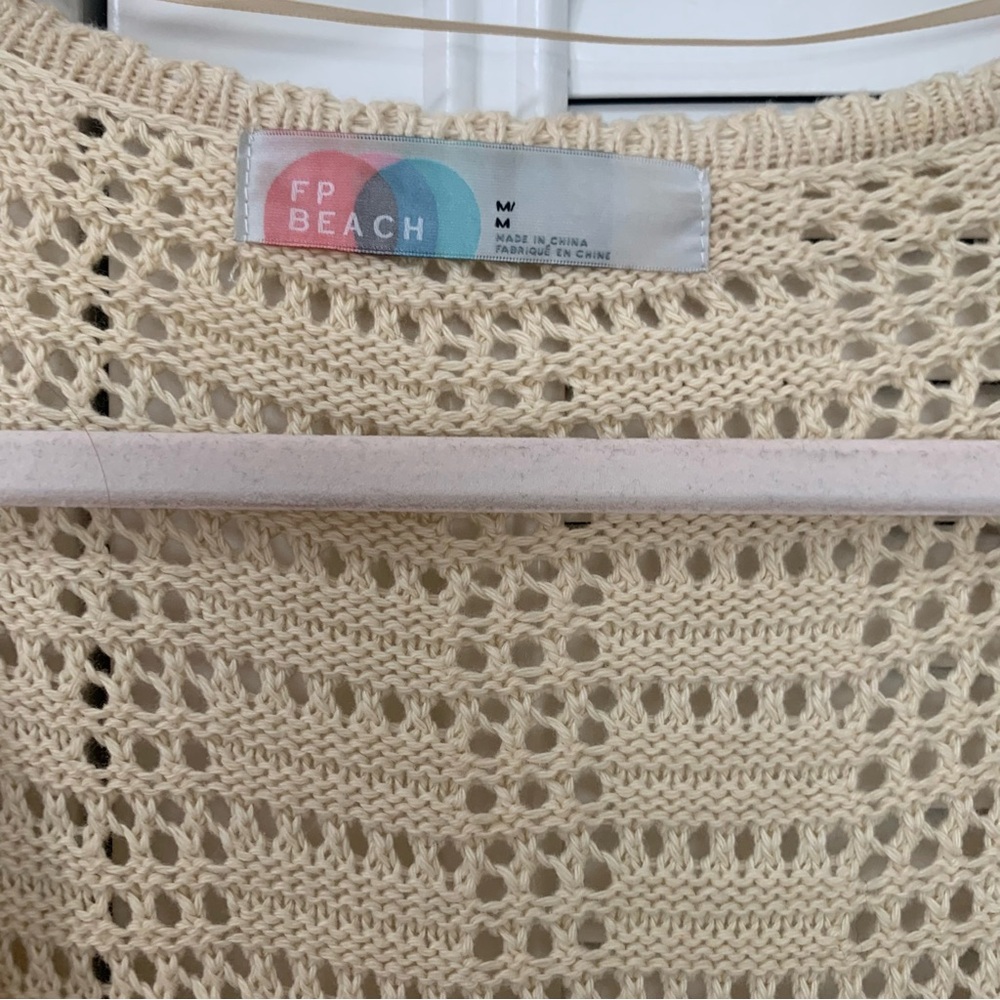 Free People Beach Duster Swim Cover Sz M Resort Maxi Landry Fauxchet Sweater - Picture 5 of 9
